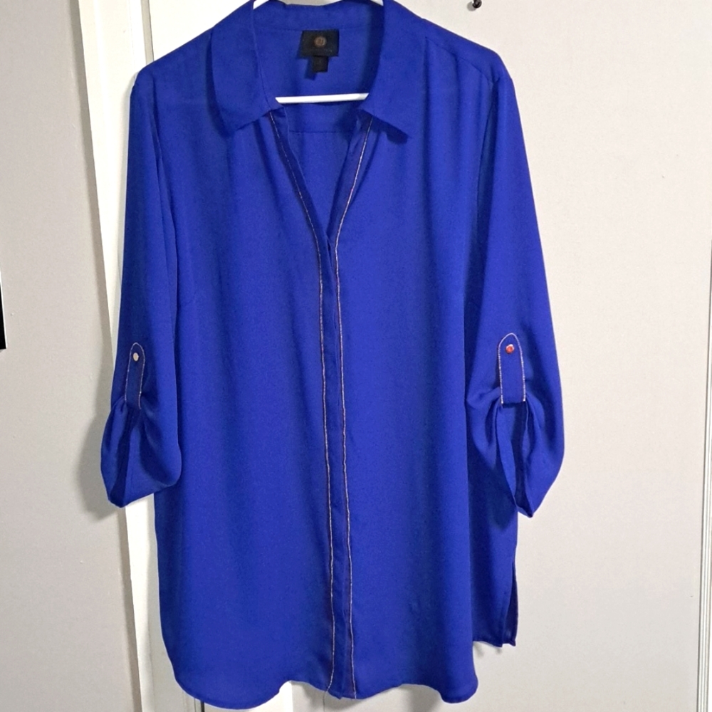 Women's Sheer Collared Shirt Size L